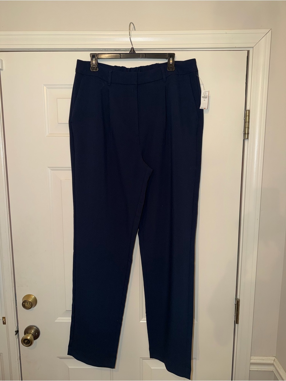 Navy Blue Straight-Leg Dress Pants